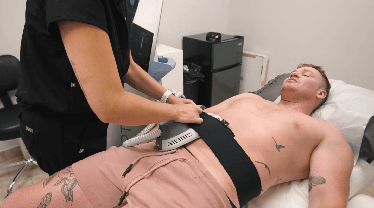 MedAesthetics client getting EMSCULPT in Sarnia.